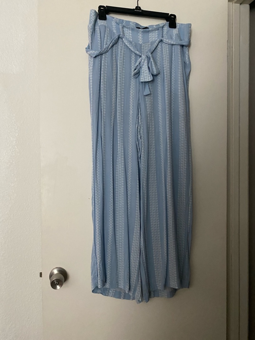 torrid Light Blue Vertical Stripe Tie-Waist Wide Leg Pants